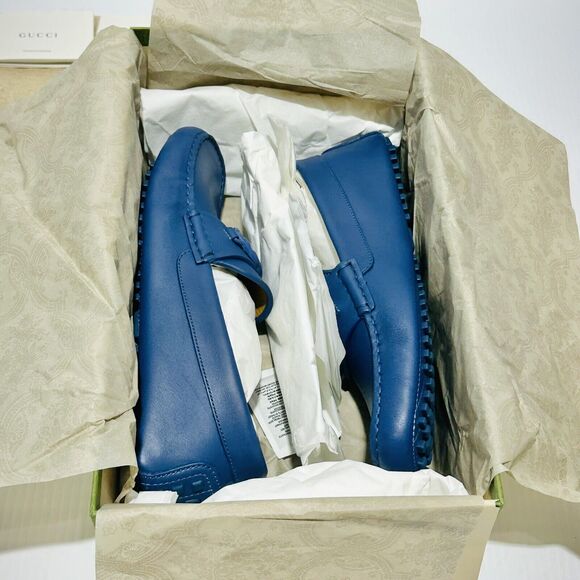 Gucci GG Interlocking Men's Loafer Blue Driver moccasins Shoes G 8/ US 8.5 NIB - Picture 13 of 16